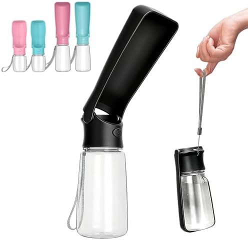 Foldable Dog Water Bottle, Leak Proof Dispenser, Black, 19oz by AIKIDS