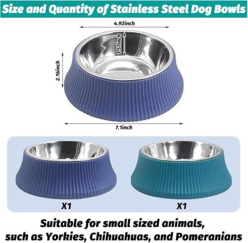 Kathson 2PCS Stainless Steel Dog Bowls Set Removable no tip Puppy Food and Water Feeder Bowl Basic Metal Small Dog Bowls for Dogs Cats Rabbit Guinea Pigs Ferret - Image 2