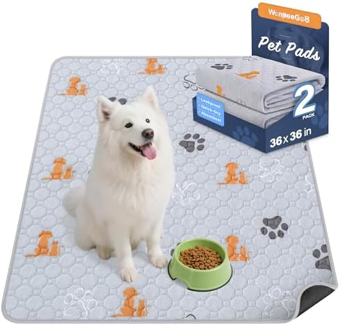 WanpeeGoo Washable Pee Pads for Dogs, Waterproof, 36 x 36 in, 2 Pack, Orng by WanpeeGoo