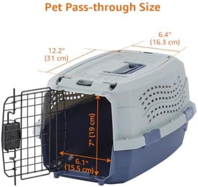 Amazon Basics 2-Door Top-Load Hard-Sided Pet Travel Carrier for Cats and Small Dogs, 19" L x 12.6" W x 10" H, Gray & Blue (Pack of 6) - Image 4