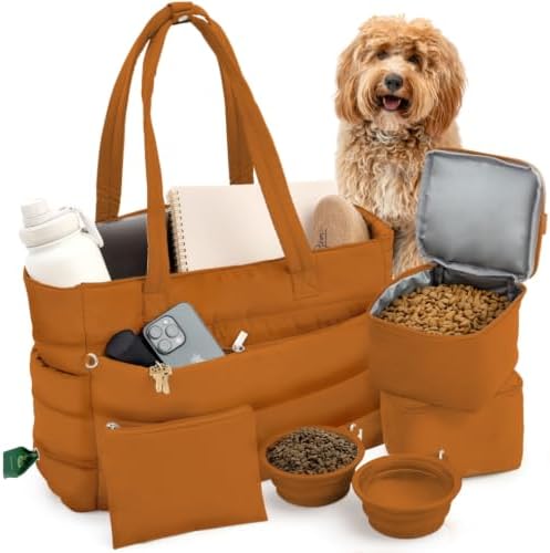 Rubyloo Puffer Dog Travel Bag for Dog Moms, Diaper Bag with Travel Bowls by Rubyloo