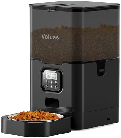 VOLUAS Automatic Cat Feeder, 6L Timed Dry Food Dispenser for Cats & Dogs by Voluas