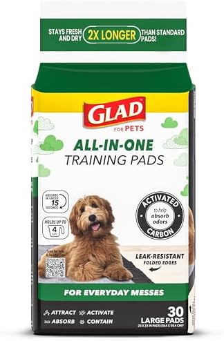 Glad for Pets Activated Carbon Disposable Dog Training Pads, 30 Count by GladTrashFoodStorage