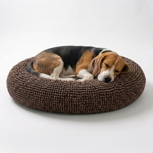 Muddy Mat®Cloud K-9 Bed for Dogs & Cats, Soft & Relaxing Donut Dog Bed, Chenille Material, Removable Cover, Washable & Dryer Safe–Brown Medium(35'x35') by MuddyMat%C2%AE