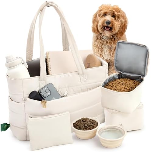 Rubyloo Puffer Dog Travel Bag for Dog Moms, Diaper Bag with Travel Bowls by Rubyloo
