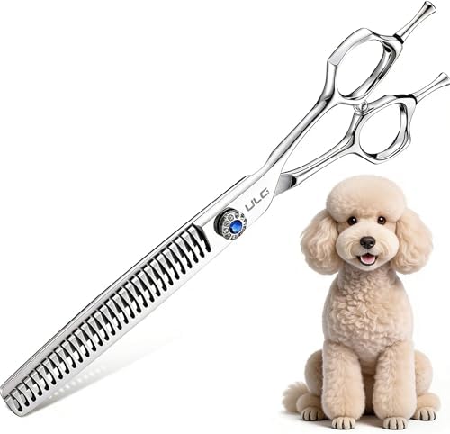 ULG 40-tooth Curved Thinning Scissors Dog Shears for Grooming, 7 Inch,Japanese 440C Stainless Steel by ULG
