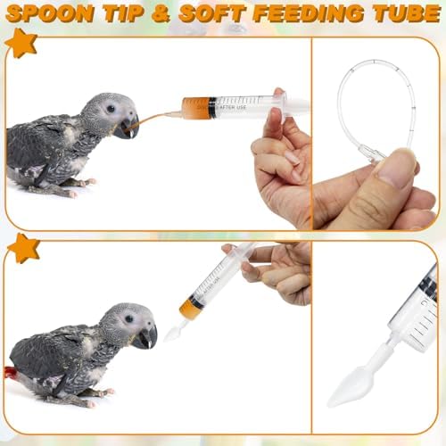 Baby Bird Feeding Syringe Set Baby Bird Parrot Small Pet Manual Feeding Syringe Set for Parrot Small Pet Syringe with Spoon Tip & Tubes (10ml+10ml+20ml+60ml) - Image 6