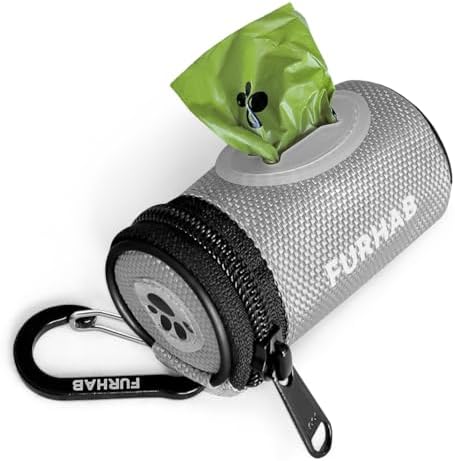 FURHAB Dog Poop Bag Holder for Leash with Carabiner Clip Soft Fabric by FURHAB