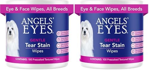 Angel's Eyes Gentle Tear Stain Wipes for Dogs and Cats - 100 Ct - Presoaked Textured (AEGTSW100),(Pack of 2) by AngelsEyes