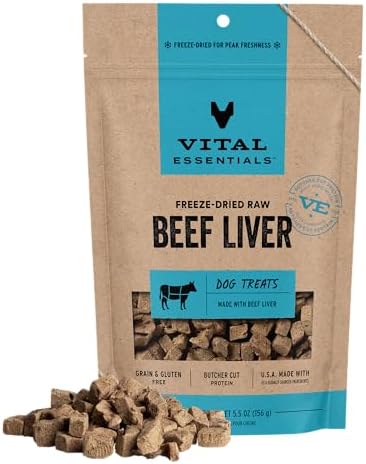 Vital Essentials Freeze Dried Dog Treats, Beef Liver, 5.5 oz Bag by VitalEssentials