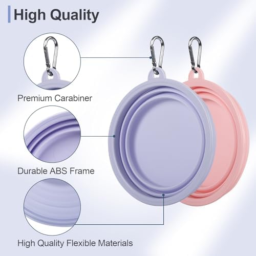 Kytely Collapsible Dog Bowls for Travel, 2Pack Dog Portable Water Bowl, Foldable Pet Food Bowl with Clasp, Pet Cat Feeding Cup Dish for Traveling, Walking, Hiking - Image 4