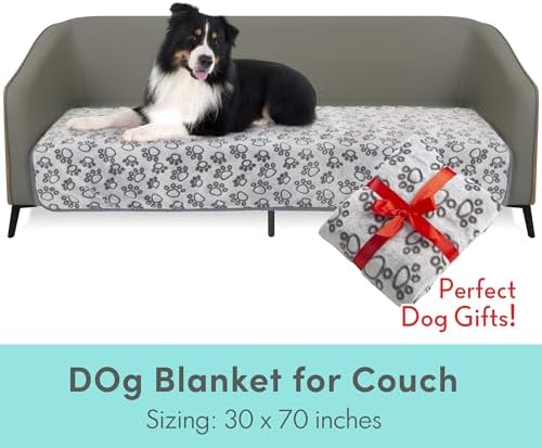 Stuffed Premium Soft Dog Couch Blanket, with Flannel Cute Paw Print, 30 * 70 inches, Cat Blanket Puppy Supplies Dog Products Stuff Essentials, Gray - Image 5