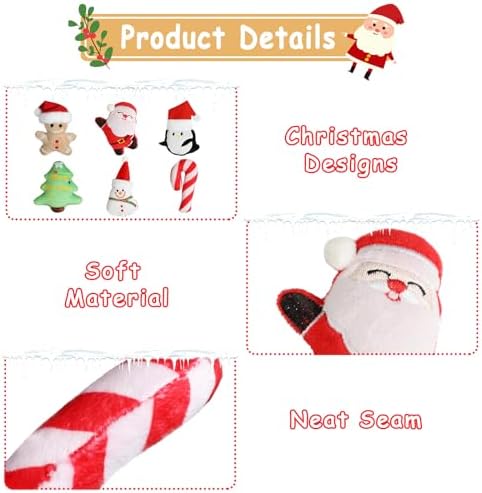 FOIMAS 6pcs Christmas Catnip Toys,Xmas Cat Toys Plush Santa Claus Snowman Tree Interactive Chew Bite Toys for Cat Kitten Indoor - Image 4