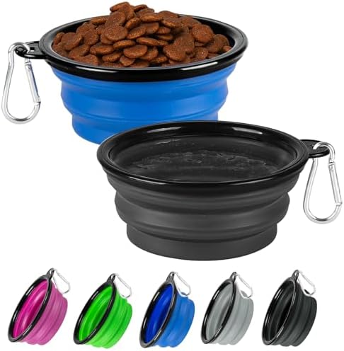 Collapsible Dog Bowl for Travel,2-Pack 12oz Pet Portable Water Food Bowls by HOSCAPE