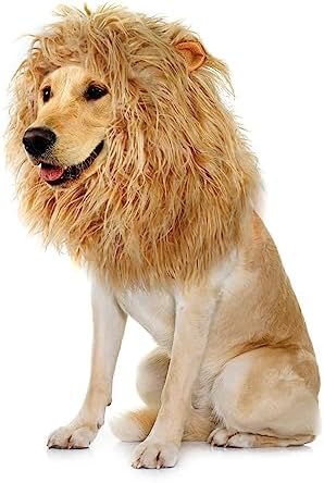 Onmygogo Lion Mane Wig for Dogs with Ears, Funny Pet Costumes for Halloween Christmas by Onmygogo