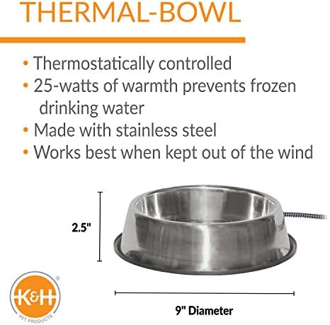 K&H Heated Water Bowl, Thermal-Bowl for Cats & Dogs, Safety Listed, 25W - Image 3