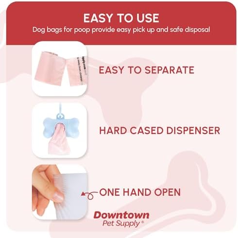 Downtown Pet Supply Unscented Poop Bags for Dogs with Dispenser, 180 Count - Leak-Proof Dog Waste Bags and Bone-Shaped Dog Poop Bags Holder for Leash - Pastel Rainbow, 12.5" x 8.5" - Image 3
