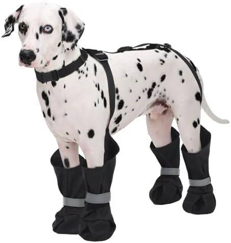 Dog Suspender Boots, Anti-Slip & Fall Waterproof Dog Shoes Leggings, Dog Paw Protector for Small Medium Dogs, Adjustable Dog Boots Pet Shoes for Outdoor Walking by LETSQK