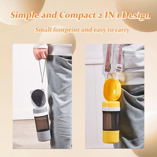 Dog Water Bottle with Food Container, Leak-Proof Portable Pet Water Dispenser 2-in-400ml Water & 180ml Food Dispenser, Outdoor Dog Water Bottle for Travel, Hiking, Walks - Image 5