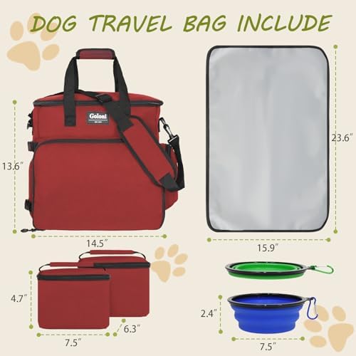 Dog Travel Bag Airline Approved–Pet Travel Tote with Collapsible Bowls,Food Containers & Feeding Mat–Multi-Pocket Organizer for Dogs & Cats, Durable & Water-Resistant for Hiking,Trips,Outdoors - Image 2