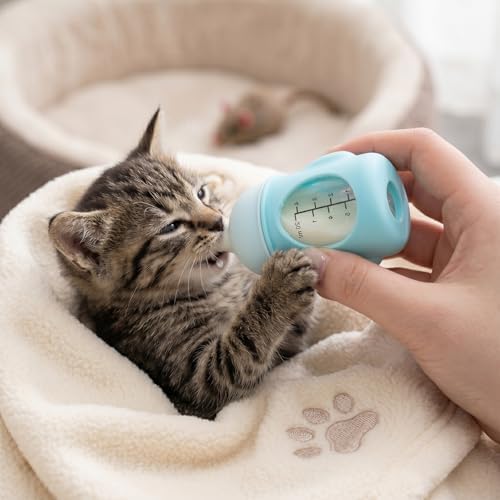 Kitten Bottle for Nursing, Miracle Nipple for Kittens Puppy Kitten Milk Replacement, Silicone Kitten Feeding Bottle for Pregnant Cat Essentials (Blue) - Image 3