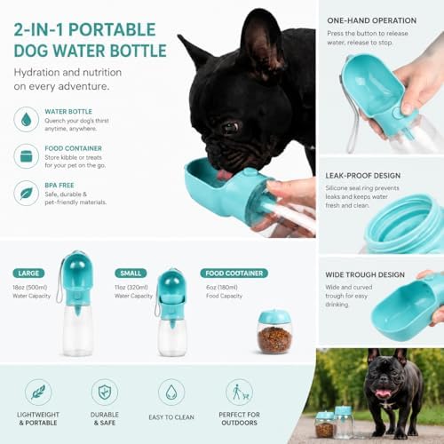 2-in-1 Dog Cat Portable Water & Food Travel Dispenser Bottle(Pink) - Image 6