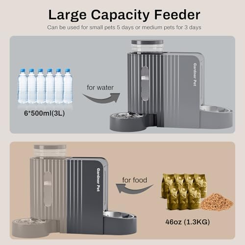 Gravity Automatic Cat Feeder, Water & Food Dispenser Set, Stainless Bowls - Image 3