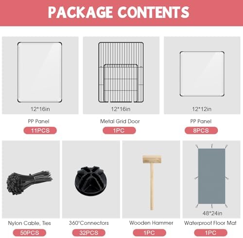 VISCOO 20 Panels Small Animals Playpen, 48"x24"x16" Pet Playpen - Image 2