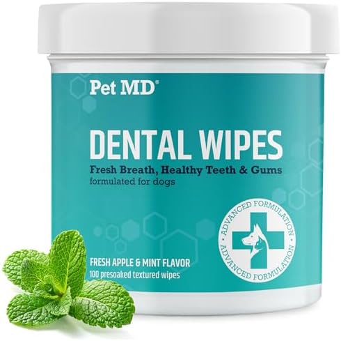 Pet MD Dental Wipes for Dogs Teeth - Fresh Apple & Mint Flavor - 100ct by PetMD