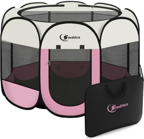 Sieidihit Dog Cat Pet Playpen Puppy Crate Cage Indoor Outdoor, XLarge Pink by Siedihit