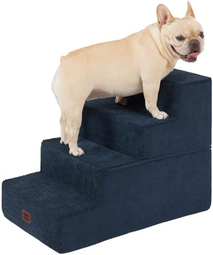 EHEYCIGA Dog Stairs for Bed 18" H, 4-Step Dog Steps for High Bed, Navy by EHEYCIGA