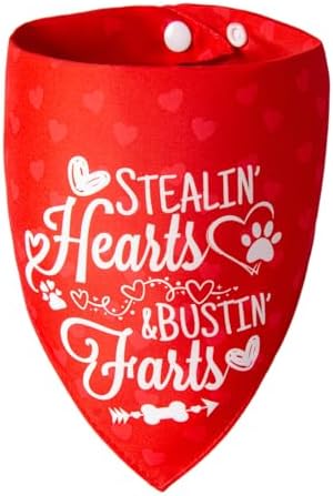 2-in-1 Holiday Dog Bandanas for Valentine's Day - Cute Lettering & Heart Pattern Costume Pet Scarf, 1pack Reversible Snap Button Bandana for Large & Extra Large Breed (75lbs+) by ICEMOOD