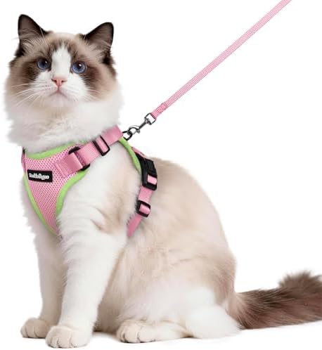 rabbitgoo Cat Harness and Leash Set, Escape Proof Vest, Pink & Light Green by rabbitgoo
