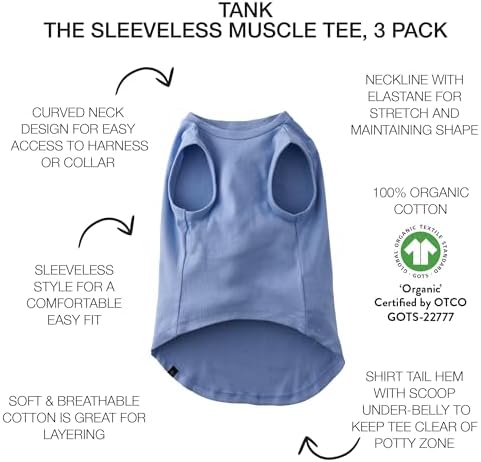 Pet Passion Tank Dog T-Shirt, Sleeveless, 3 Pack, Blue Check, X-Large - Image 2