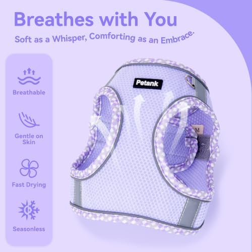 Petank Dog Harness for Small Medium Dogs No Pull, Puppy Harness and Leash Set, Step in Dog Harness for Walking, Running, Training, Small Dog Vest, Medium Dog Vest (Purple, M) - Image 3