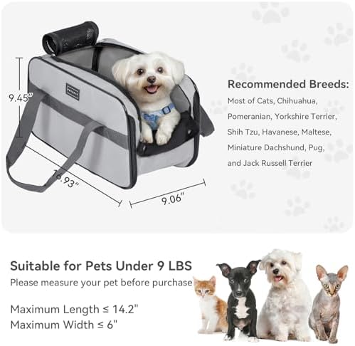 PETSFIT Multipurpose Console Dog Car Seat, Portable Small Dog Car Seat for Dogs, Cat Carrier, Pet Carrier Airline Approved with Safety Tether and Pockets (Light Grey) - Image 5