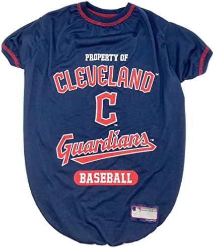 MLB Cleveland Guardians Dog T-Shirt Extra Large. - Licensed Shirt for Pets Team Colored with Team Logos- Premium Stretchable Materials for The Comfort of Your Dog & Cat by PETSFIRST