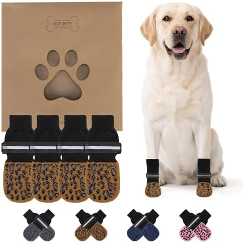 KOOLTAIL Anti Slip Dog Socks to Prevent Licking Paws,Dog Shoes for Hot Pavement, Reflective Traction Control Booties, Dogs Boots & Paw Protector for Hardwood Floors Small Medium Large Senior Dogs by KOOLTAIL