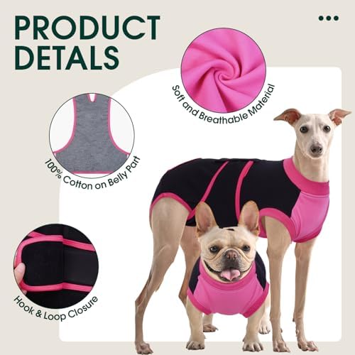 Kuoser Dog Recovery Suit, Female Male Spay Neuter Surgery Suit, Black, XL - Image 4