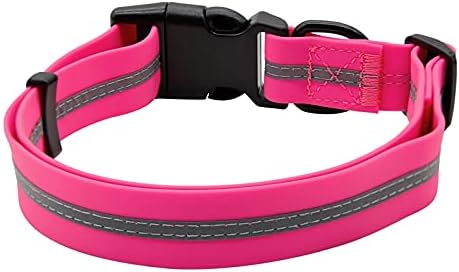 Nimble Reflective Waterproof Dog Collar Adjustable Odor Resistant Easy Clean Pet Collar for Small Medium Large Dogs Night Walking Outdoor Rainy Use (Medium (11.81”-18.5”inches), Pink) - Image 2