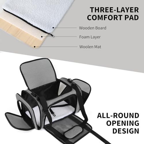 Carriers Soft-Sided Pet Carrier Case for Small Medium Cats Dogs Puppy Under 15 lbs,Airline Approved Cat Carrier with 4 Ventilated Windows (Medium,Grey&Black) - Image 2