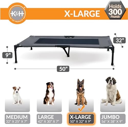 K&H Outdoor Elevated Dog Bed for Large & X-Large Pets, Charcoal, XL 50x32in - Image 3