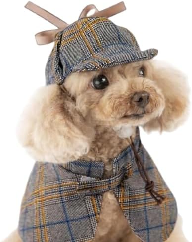 MANON ROSA Halloween Detective Dog Costume with Cape & Hat, Small 8lb by MANONROSAPET
