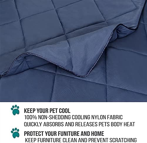 PetAmi Cooling Dog Blanket Queen Bed Lightweight for Pet Cat, 90x90 Navy - Image 4