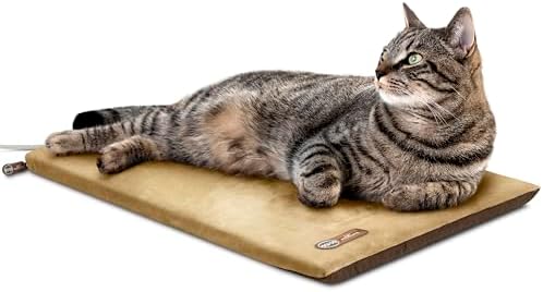 K&H PET PRODUCTS Thermo-Kitty Mat Heated Pet Bed Mocha 12.5 X 25 Inches by KHPetProducts