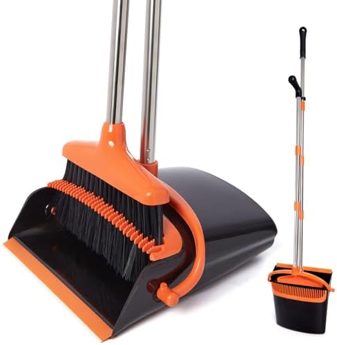 Broom and Dustpan Set,54.72" Long Handle,Standing Dustpan,1-Pack by XXFLOWER