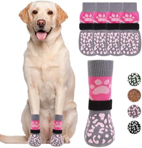 KOOLTAIL Dog Socks for Hot/Cold Pavement to Prevent Licking Paws for Hardwood Floors,Anti Slip,Pet Boots&Paw Protector with Grippers,Puppy Shoes Booties for Small Medium Large Senior Dogs by KOOLTAIL