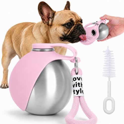 Portable Dog Water Bottle with Collapsible Silicone Bowl & Cleaning Brush by GUDOBZON