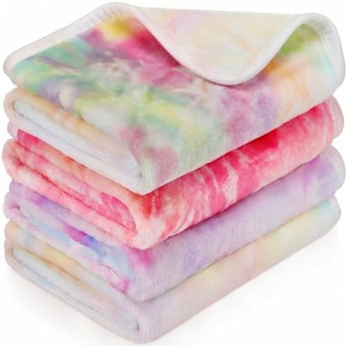 Tatuo 4 Pcs Fleece Dog Blankets for Puppy Cat, Pastel, 24 x 16 in, Tie Dye by Tatuo