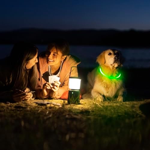HIGO Light Up Dog Collars, USB Rechargeable LED Dog Collar, TPU Cuttable Dog Glow Collar, High Visibility Puppy Collar Safety Dog Lights for Night Walking(Green) - Image 5